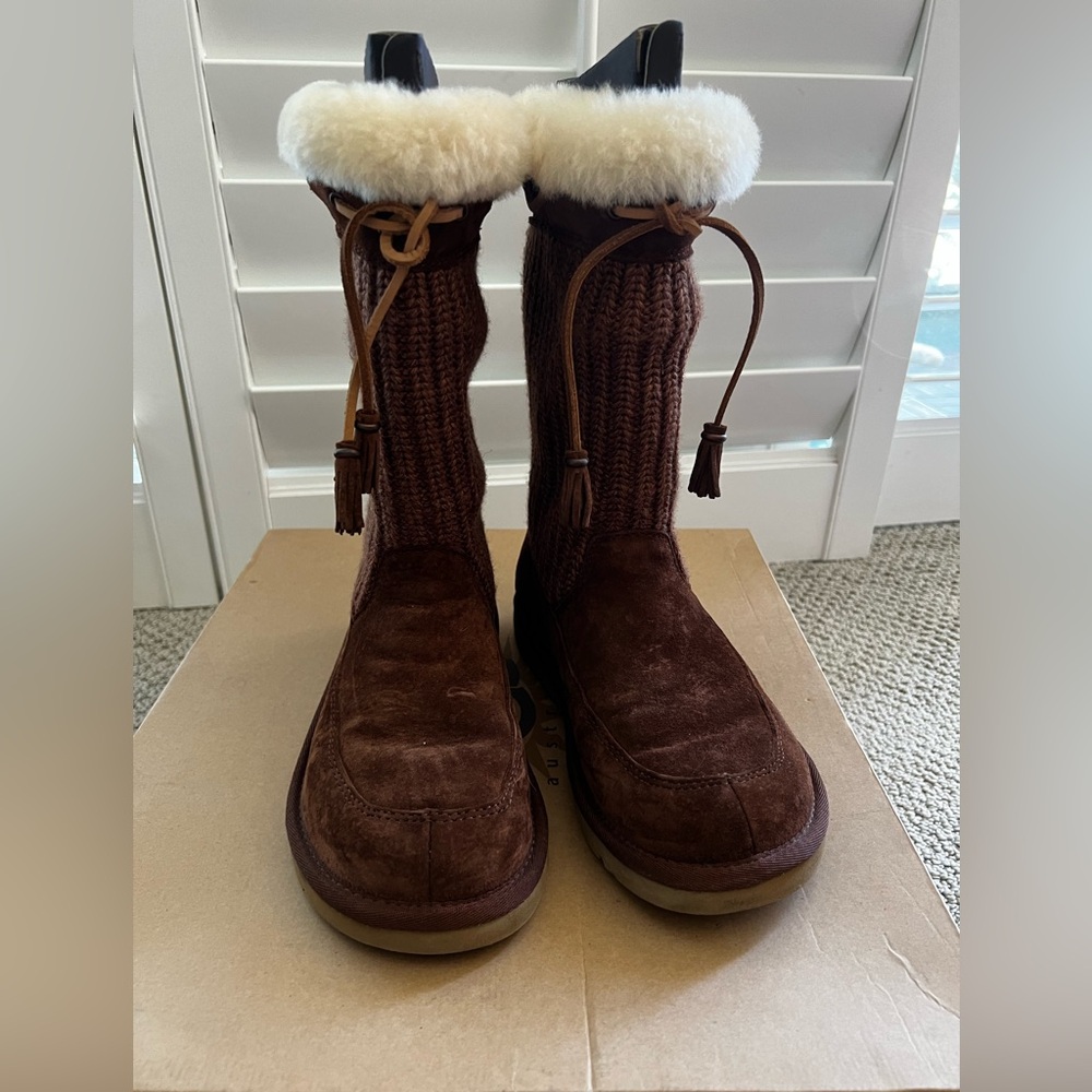 UGG Chocolate Brown Knit Winter Boots